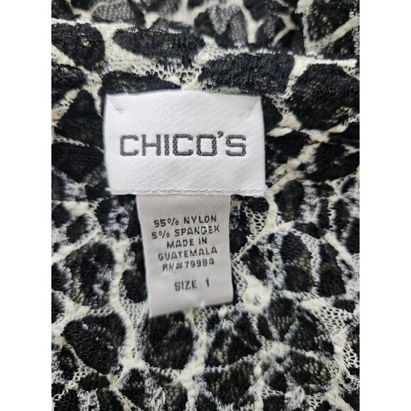 Chicos Pebble Pattern Open Waterfall Cardigan Sheer 3/4 Sleeve Chico's Sz 1 US 8 - Picture 6 of 6